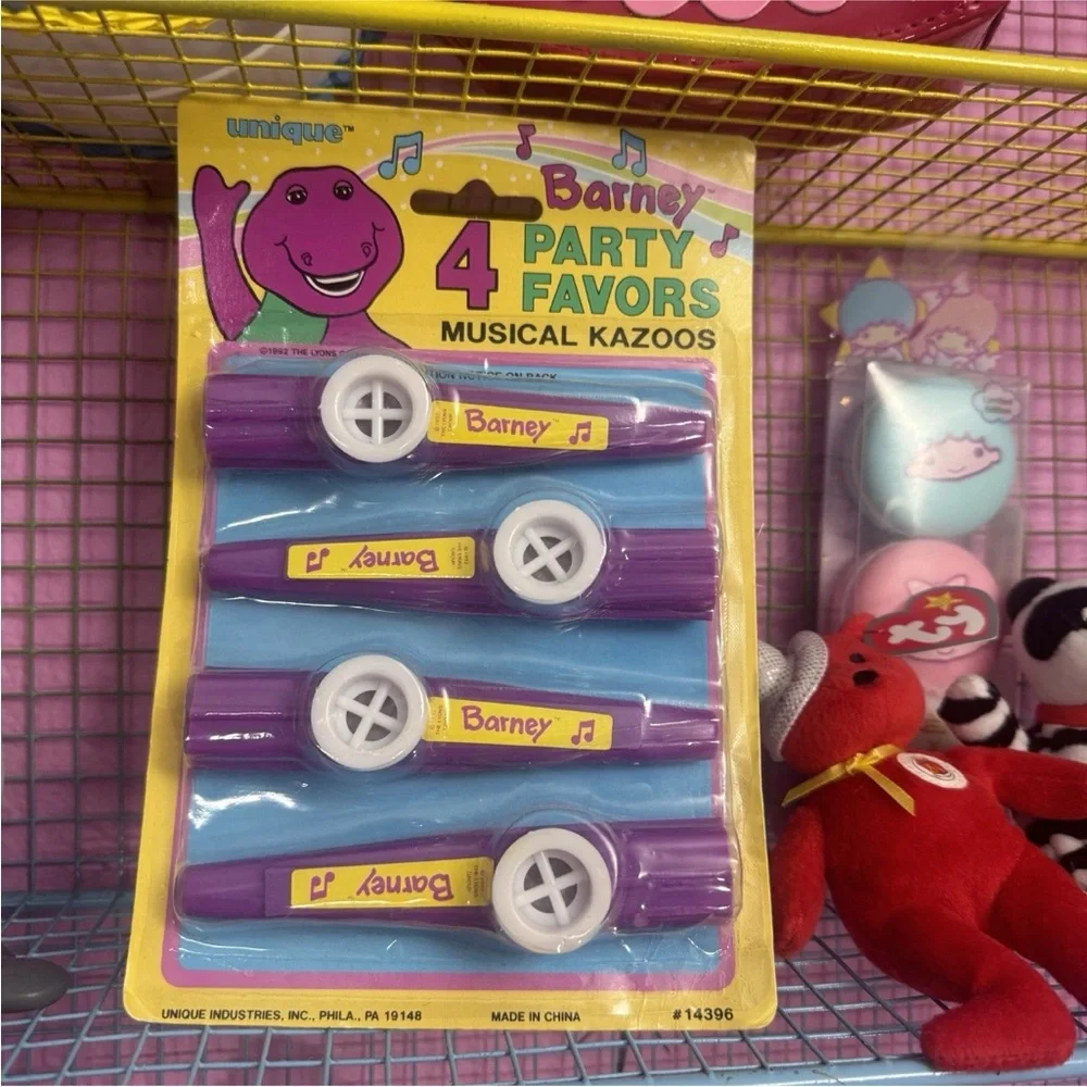 Barney Dinosaur Birthday Party Kazoo￼ Multi-color 1992 Unique in Box Vintage